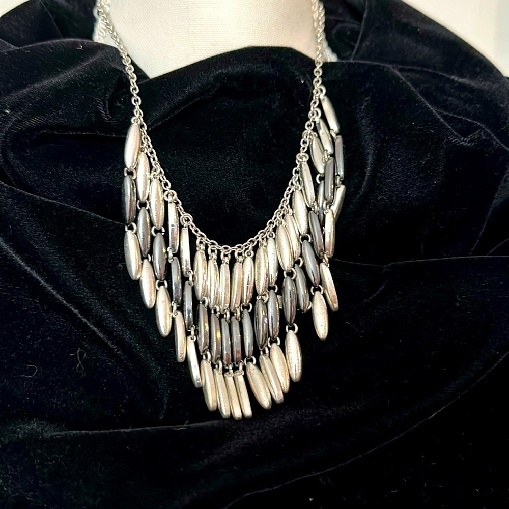 Festival Collar Necklace Fringe Liquid Metal Choker Dangle Modern Statement 5396